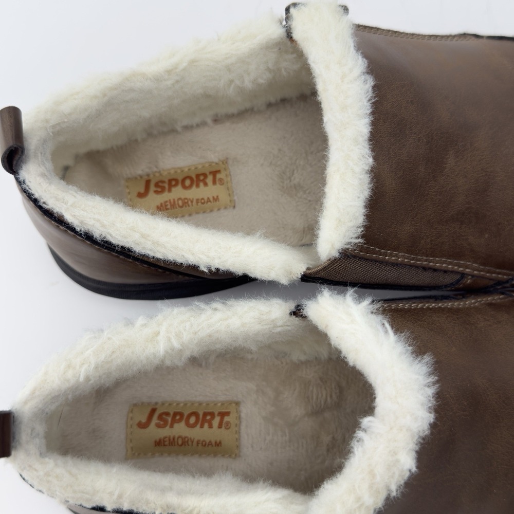 J Sport Elenor Women's 8M Brown Faux Fur Lined Slip-On Shoes Side Zip - Picture 7 of 11